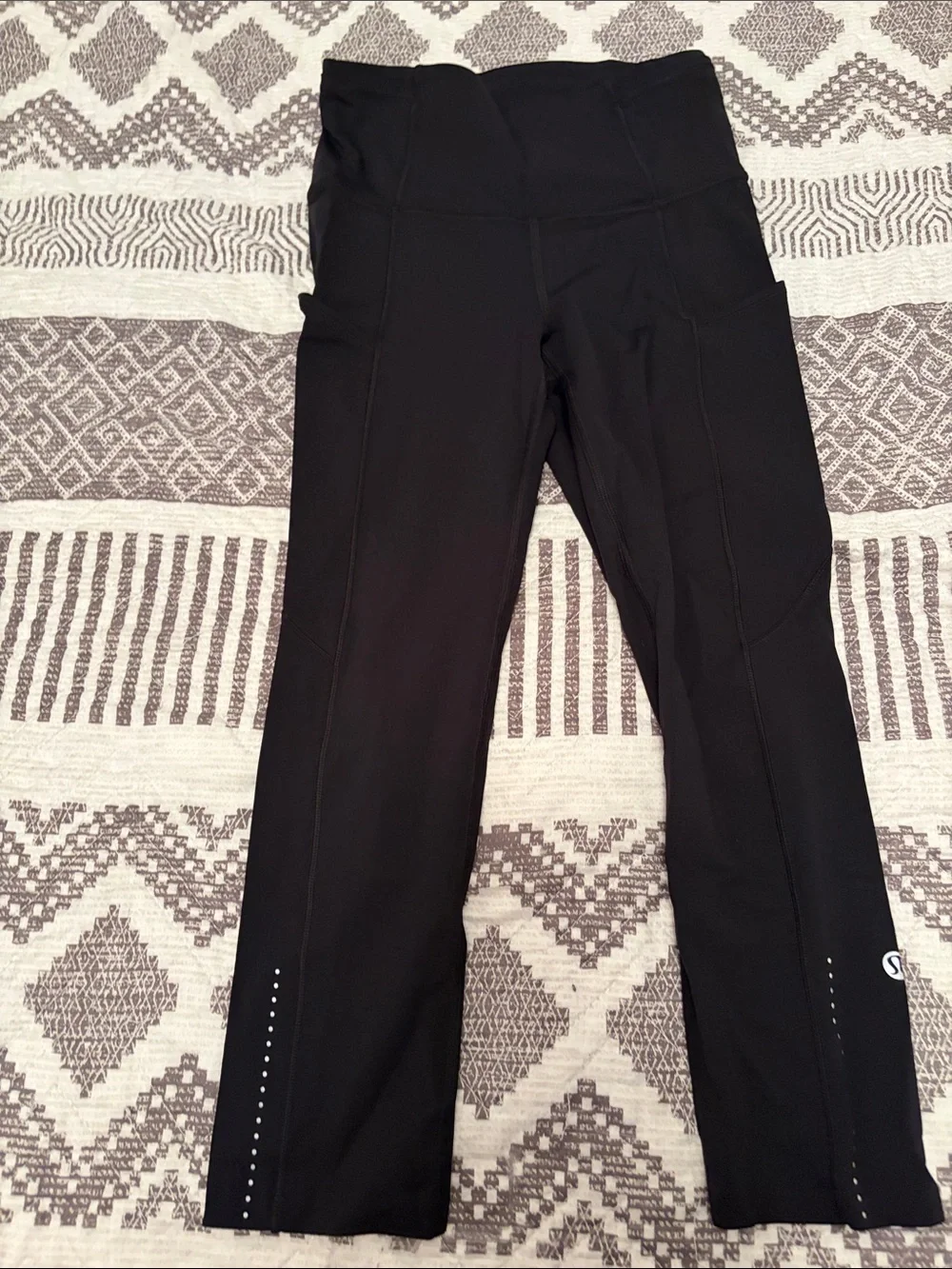 lululemon athletica Black Cropped Leggings with Reflective Dots